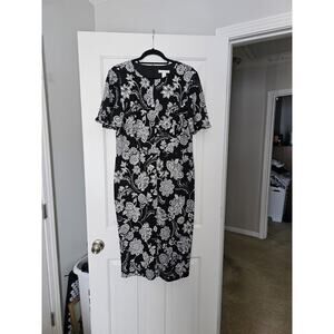 London Times Black and White Floral Dress Women’s Size 14